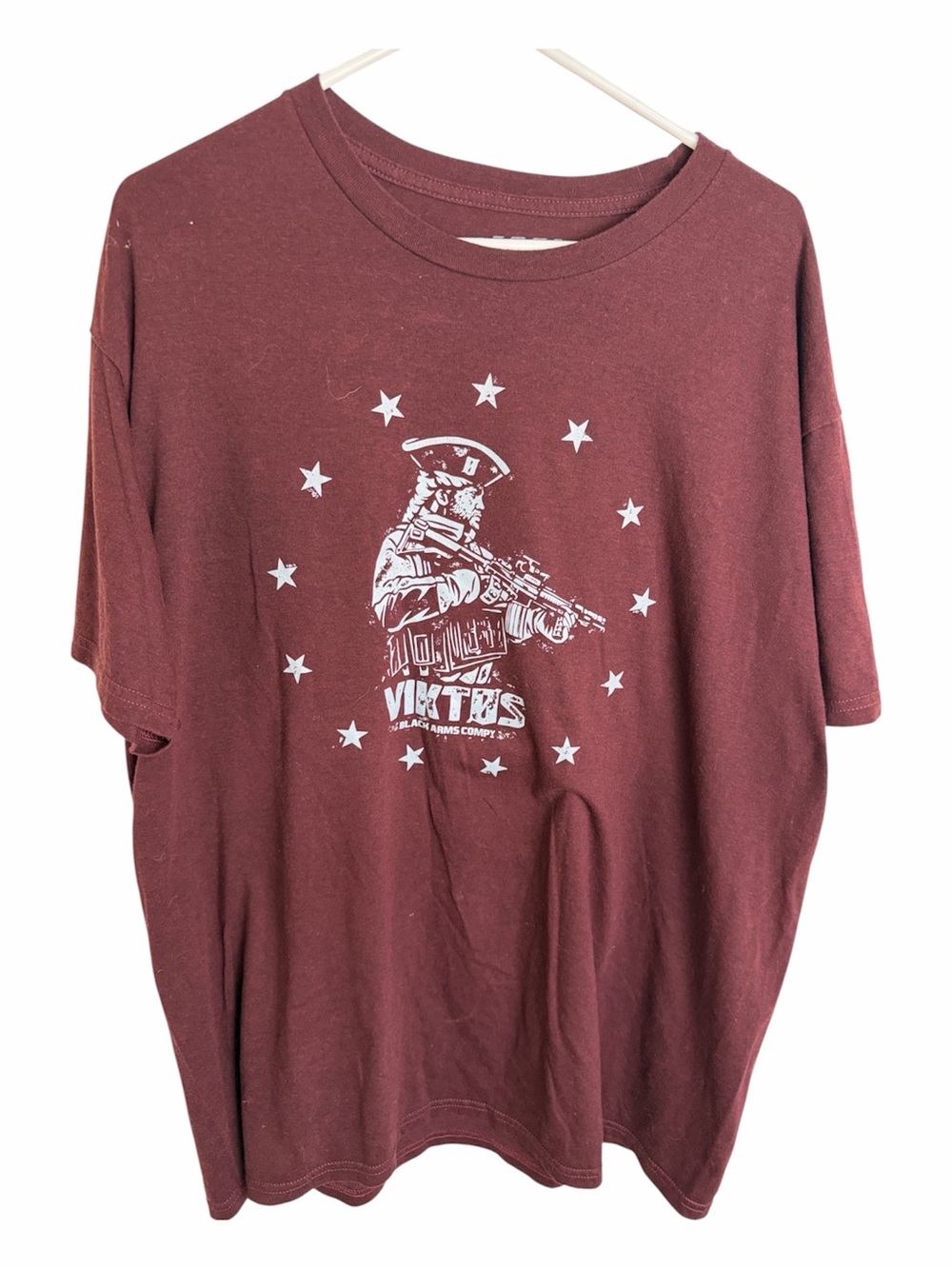 (2369) Viktus Graphic Tee in Maroon with White Print, Size: XXL